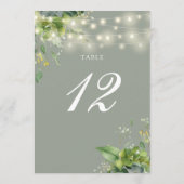 Greenery String Lights Sage Groene Tafel Nummer Bedankkaart (Achterkant)