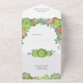 Greenery Succulent All in One Wedding Invitation All In One Uitnodiging (Buitenkant)