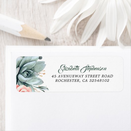 Greenery - Succulent Waterverf Wedding Etiket (Insitu)