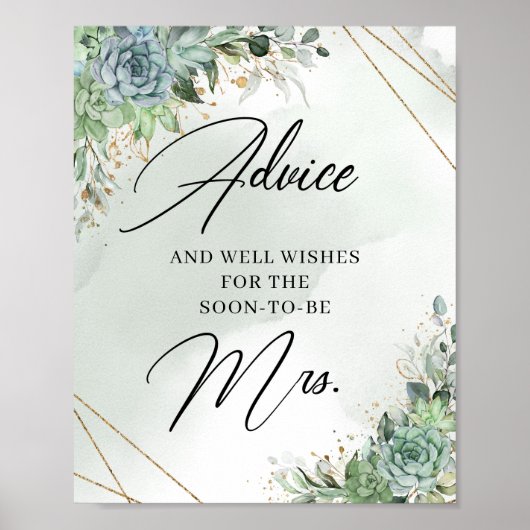 Greenery succulents Advice for the soon to be Mrs. Poster (Voorkant)