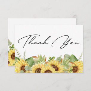 Greenery Sunflower Dank u Baby shower Bedankkaart