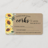 Greenery Sunflower Hoeveel corks Shower game card Plaatskaartje (Voorkant)