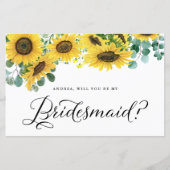 Greenery Sunflower zal je zijn mijn Bridesmaïde Ka (Voorkant)