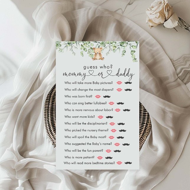 Greenery Teddy Bear Baby shower "Raad eens wie" sp (Creator heeft geüpload)