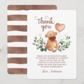 Greenery Teddy Bear Beary Much Baby shower Bedankkaart (Voorkant / Achterkant)