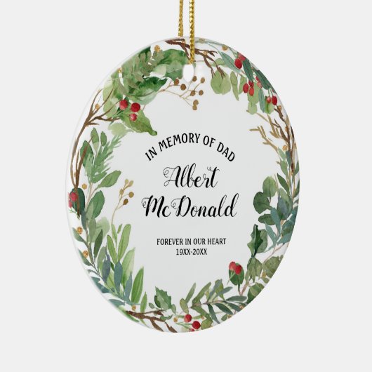 Greenery ter nagedachtenis van pap kerstversiering keramisch ornament (Rechts)