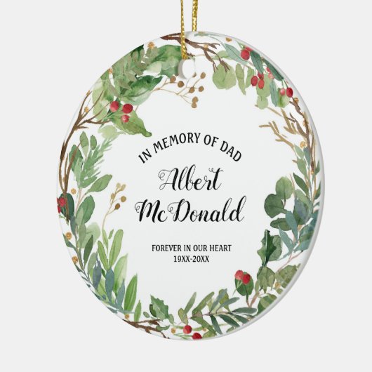 Greenery ter nagedachtenis van pap kerstversiering keramisch ornament (Links)