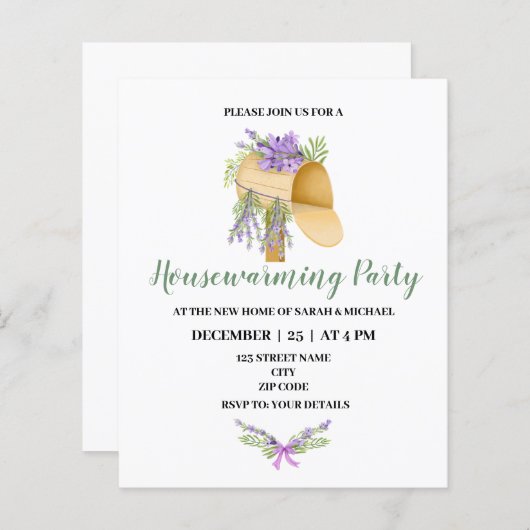 Greenery Thleed Housewarming Party - uitnodiging (Voorkant / Achterkant)