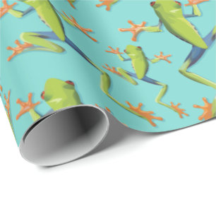 Greenery Tree-Frog Patroonontwerp Cadeaupapier