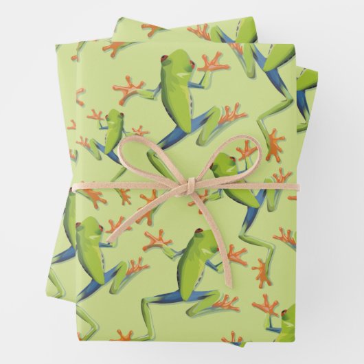 Greenery Tree-Frog Patroonontwerp Inpakpapier Vel (In situ)