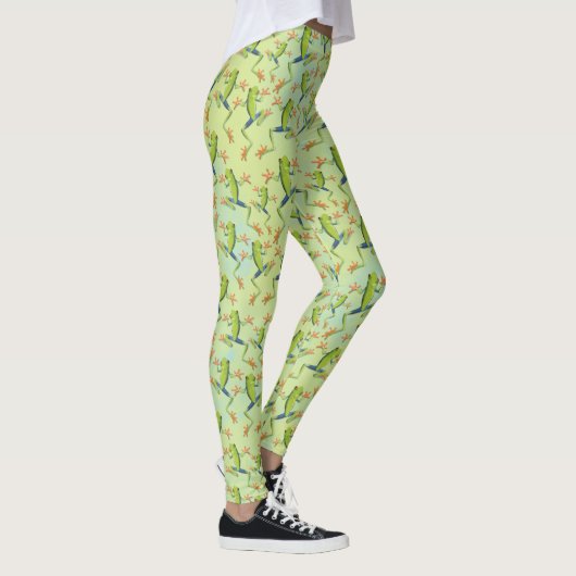 Greenery Tree-Frog Patroonontwerp Leggings (Rechts)