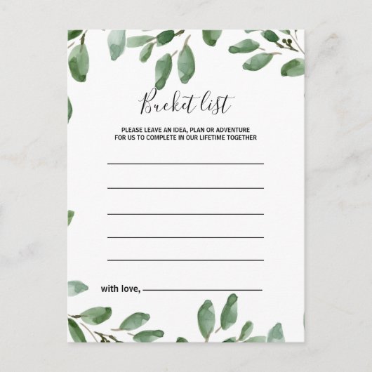 Greenery Tropical Eucalyptus Bucket List Kaarten (Voorkant)