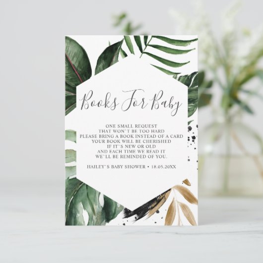 Greenery Tropical Geometric Books for Baby Informatiekaartje (Staand voorkant)