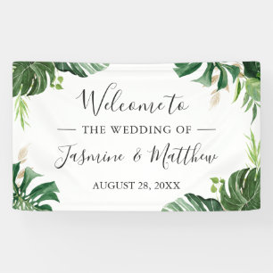 Greenery Tropical Leaves Wedding Party Spandoek