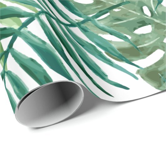 Greenery Tropical Monstera en Palm Leaves Cadeaupapier (Rol Hoek)