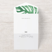 Greenery Tropical Monstera Leaves Summer Wedding All In One Uitnodiging (Buiten)