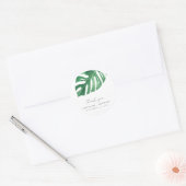 Greenery Tropical Monstera Leaves Summer Wedding Ronde Sticker (Envelop)