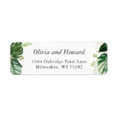 Greenery Tropical Palm Leaves Return Address Etiket (Voorkant)