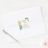 Greenery Tropical Pineapple Beach Party Dank u Vierkante Sticker (Envelop)
