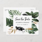 Greenery Tropical Summer verlaat de datum redden Briefkaart (Voorkant / Achterkant)