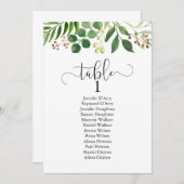 Greenery trouwtafel plan, moderne kalligrafie kaart (Voorkant / Achterkant)