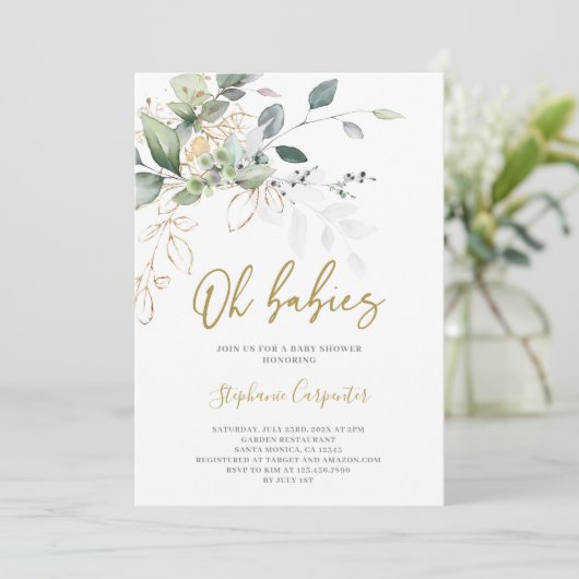 Greenery twins-uitnodiging kaart (Staand voorkant)