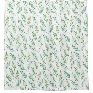 Greenery vertrekt patroon. Waterverf tropische pal Douchegordijn