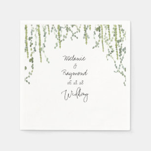 Greenery Vines Wedding 5-inch Square Cocktail Servet