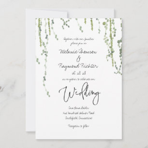 Greenery Vines Wedding Invitation Kaart