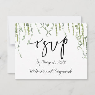 Greenery Vines Wedding RSVP 2 Mail Back Kaart