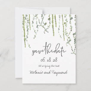 Greenery Vines Wedding Save the Date Kaart