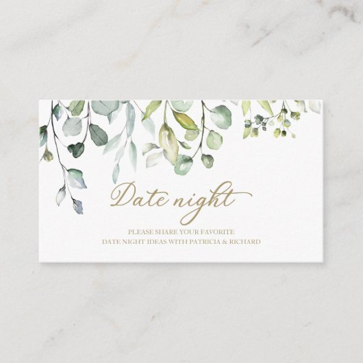 Greenery Vrijgezellenfeest Date Night Jar Cards Informatiekaartje (Voorkant)