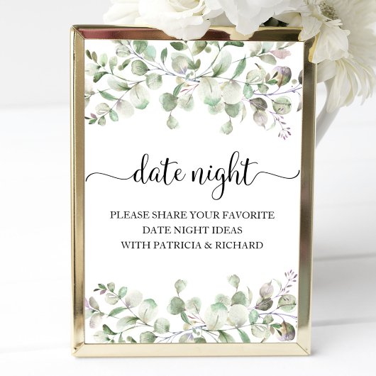Greenery Vrijgezellenfeest Date Night Jar Sign Poster