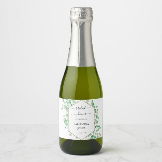 Greenery Vrijgezellenfeest Elegant Mini Sparkling Wijnetiket (Voorkant)