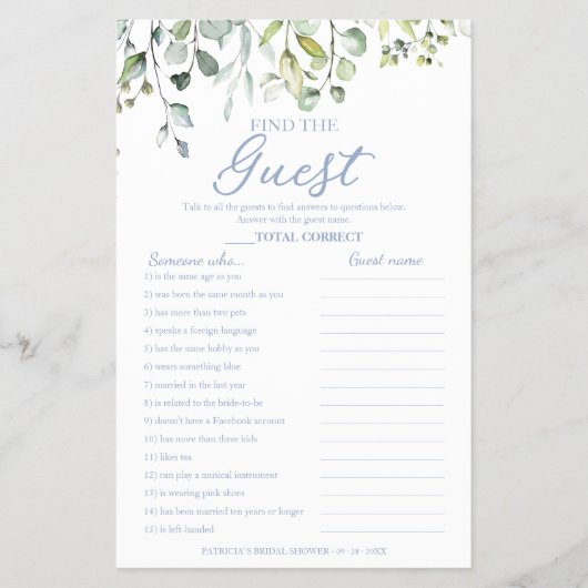 Greenery Vrijgezellenfeest vindt de game-brochure Flyer (Voorkant)