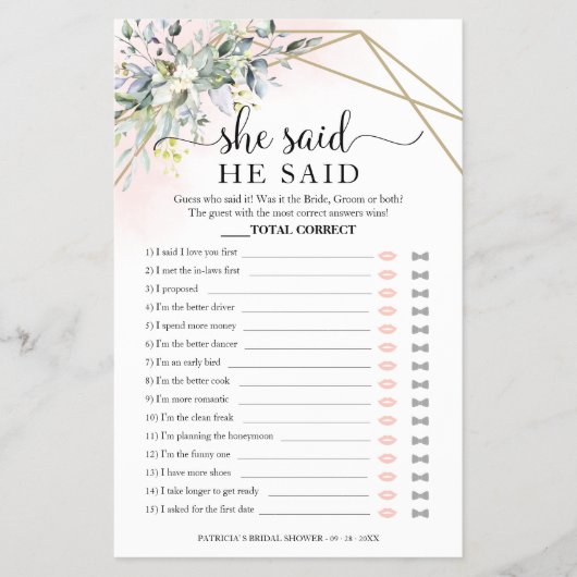 Greenery Vrijgezellenfeest zei dat ze Game Flyer z (Voorkant)