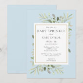 Greenery Waterverf Blue Baby Boy Sprinkle Kaart (Voorkant / Achterkant)