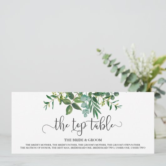 Greenery waterverf bruiloft hoogste tafelbord (Staand voorkant)