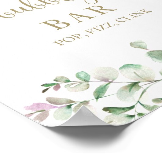 Greenery Waterverf Bubble Bar Pop Fizz Clink Sign. Poster (Hoek)