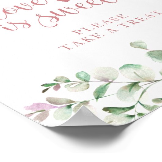 Greenery Waterverf Eucalyptus Love is Sweet Sign Poster (Hoek)