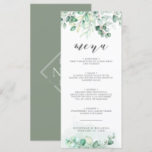 Greenery Waterverf Eucalyptus Wedding Dinner Menu
