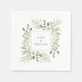 Greenery Waterverf Foliage Wedding Servet (Voorkant)