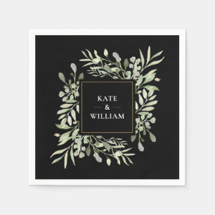 Greenery Waterverf Foliage Wedding Servet