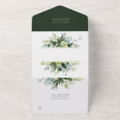 Greenery Waterverf Gold Hexagon Wedding All In One Uitnodiging (Buitenkant)