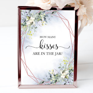 Greenery Waterverf Hoeveel Kisses ondertekenen Poster