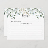 Greenery Waterverf, Leaf Wedding Recipe Card Briefkaart (Voorkant / Achterkant)