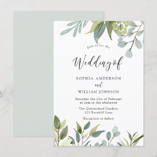 Greenery Waterverf Leaves Wedding Invitation Kaart