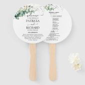 Greenery Waterverf Wedding Program Hand Fan Handwaaier (Voorkant en achterkant)