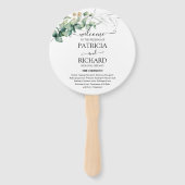 Greenery Waterverf Wedding Program Hand Fan Handwaaier (Voorkant)