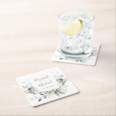 Greenery Waterverf Wedding Vierkante Kartonnen Onderzetter (Insitu)